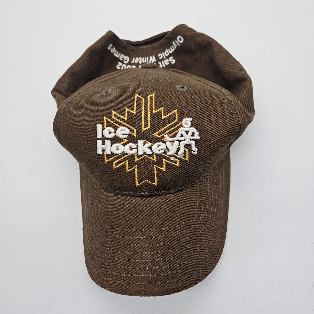 Salt Lake 2002 Olympic Games Strapback Hat Ice Hockey Venue Collection Brown VTG